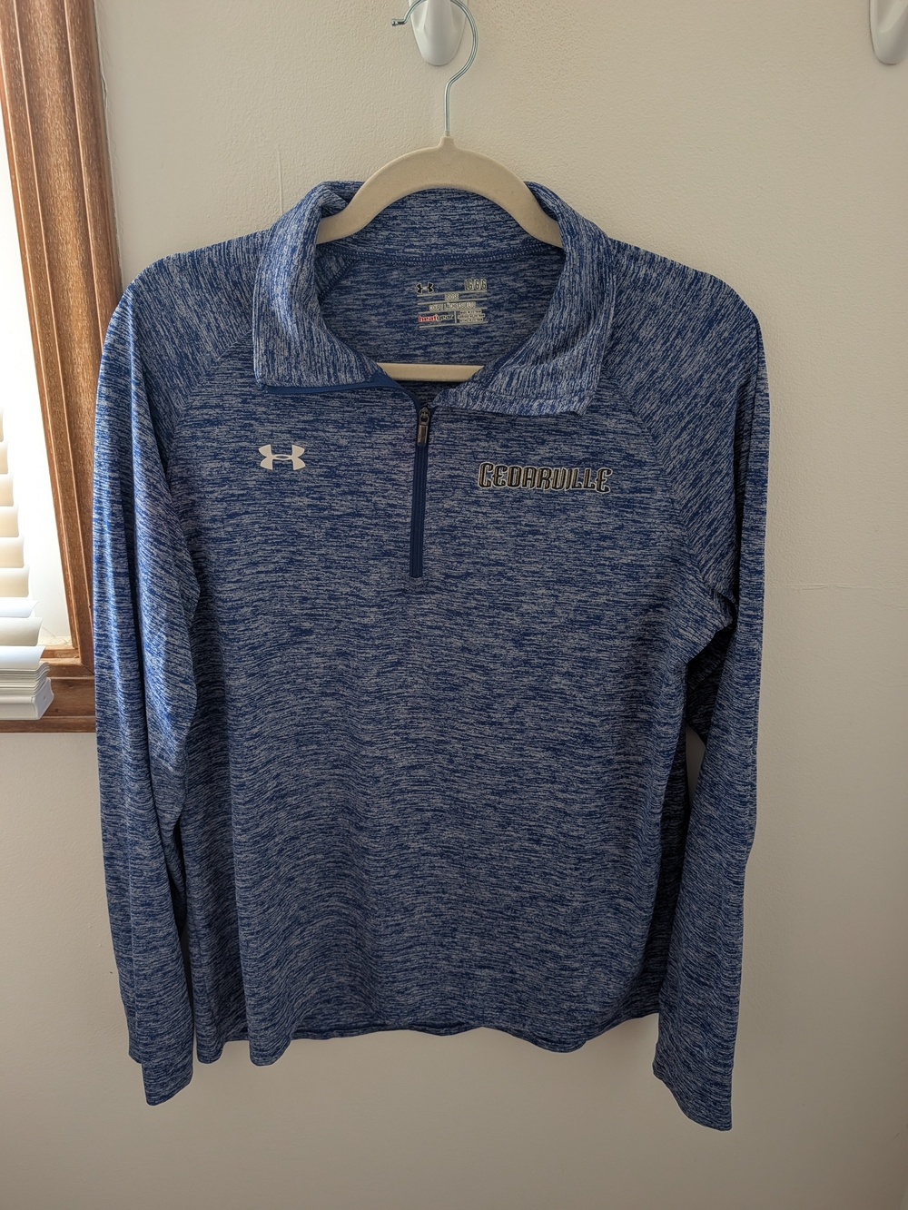 Under Armour Blue Heather Cedarville University 1/4 Zip Performance Pullover
